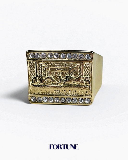 Anillo Macizo Diseño Última Cena Enchapado Oro