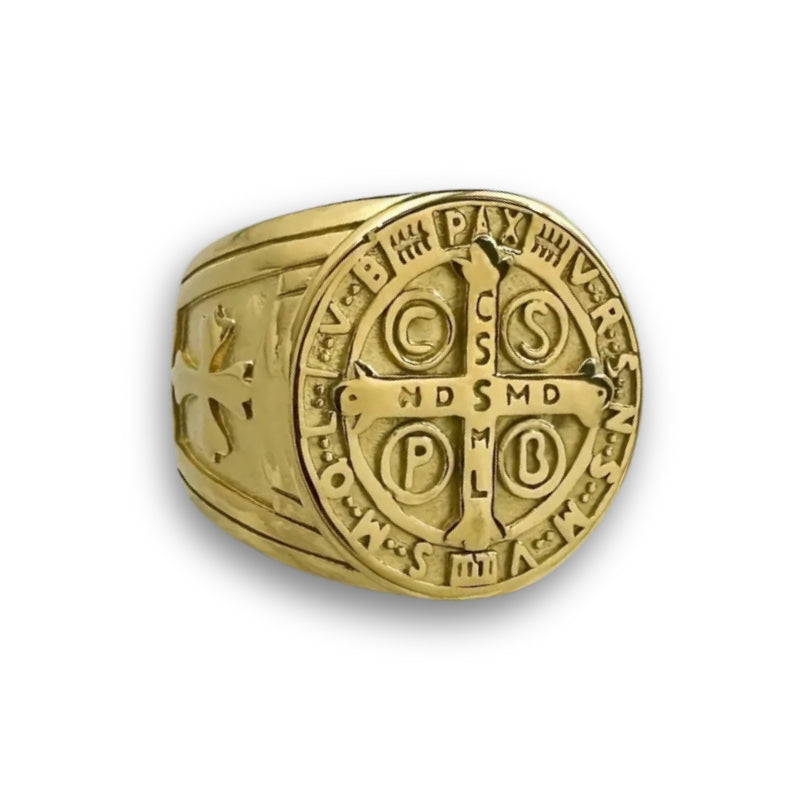 Anillo San Benito Enchapado En Oro 18k