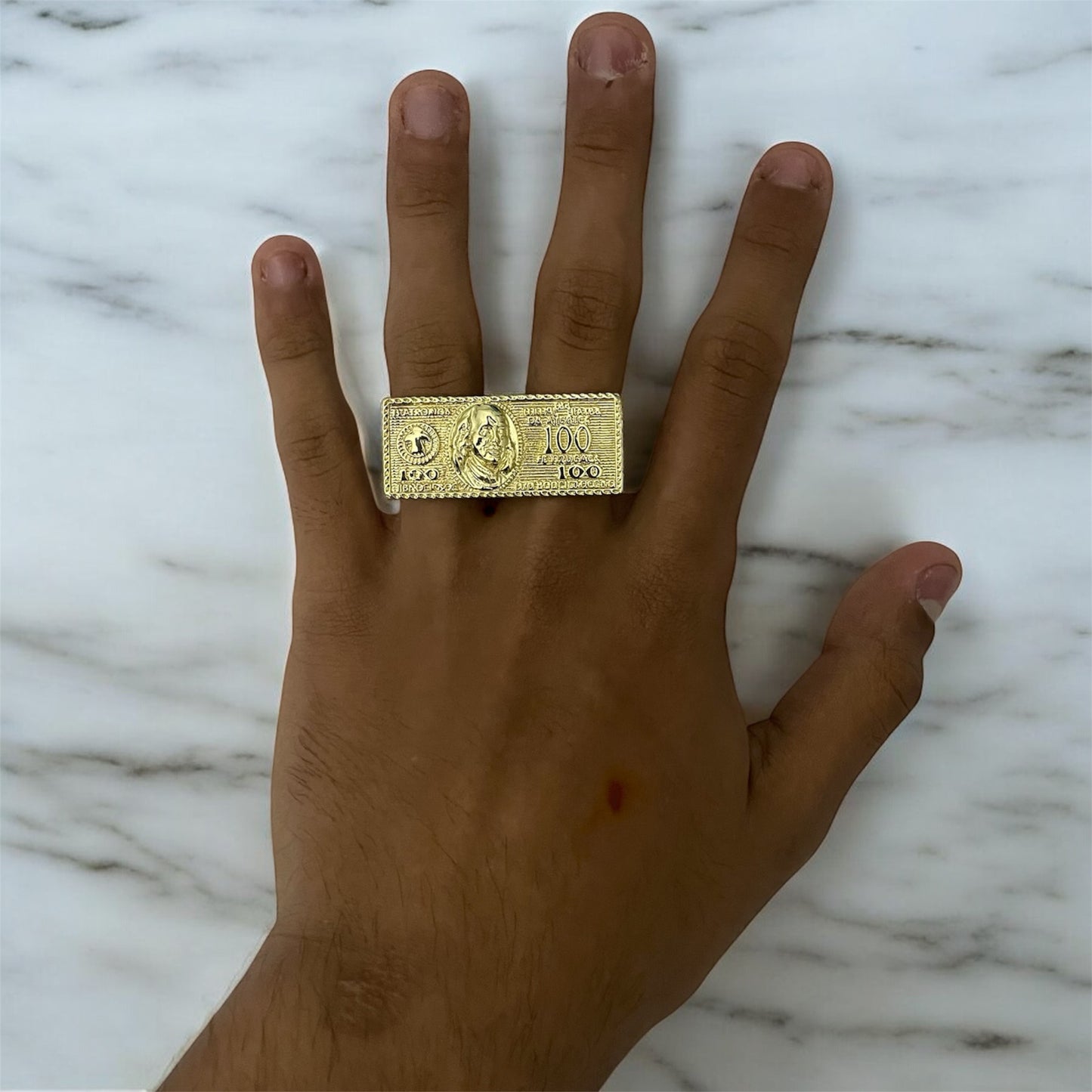 Anillo Doble Diseño De Dólar $100