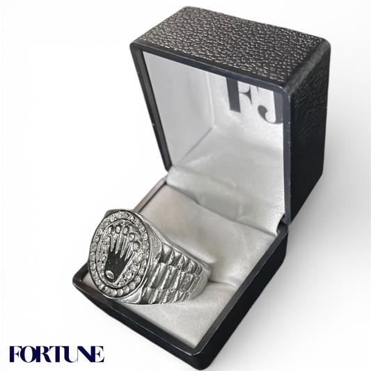 Anillo Corona Macizo Enchapado Plata