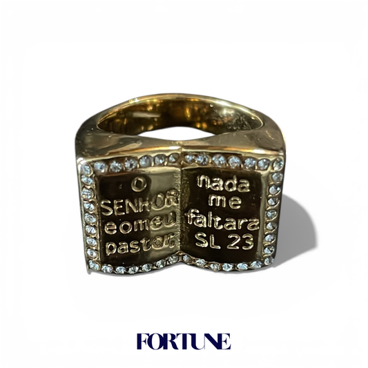 Anillo Biblia Macizo Enchapado Oro