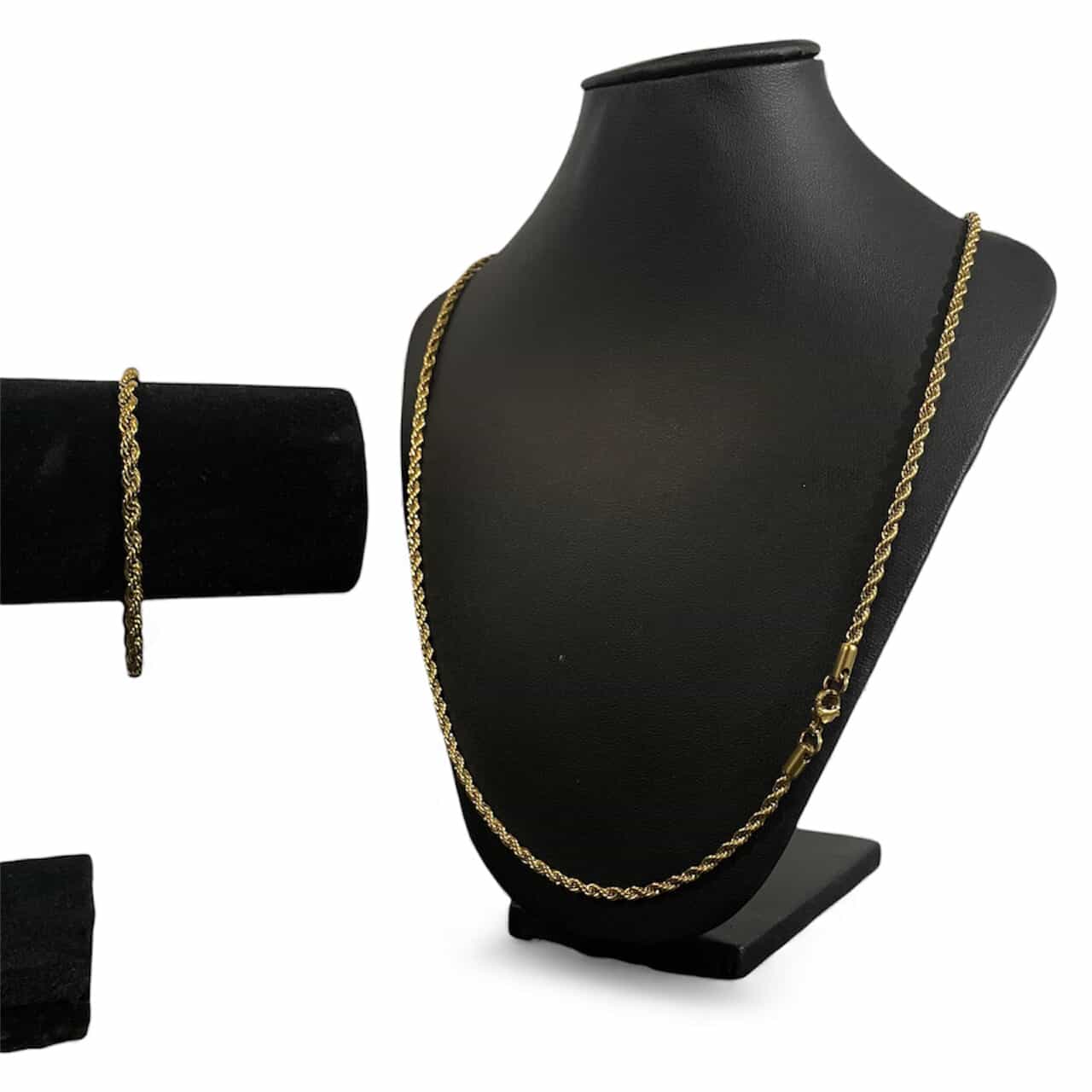 Cadena + Pulsera Estilo Cuerda Enchapado En Oro