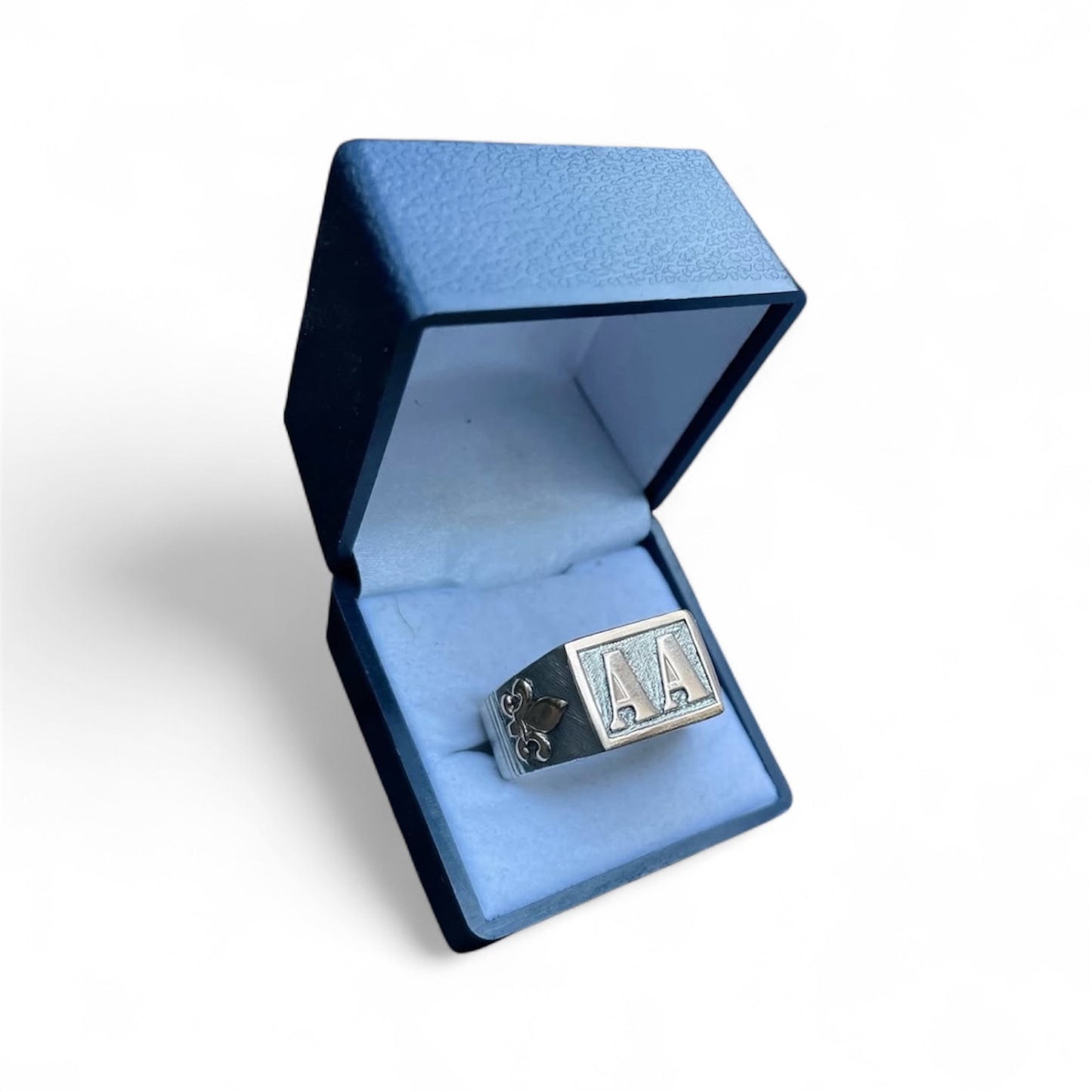 Anillo De Mesa Personalizado Sello Hombre Completo Plata o Plata y Oro 10k  13x16mm