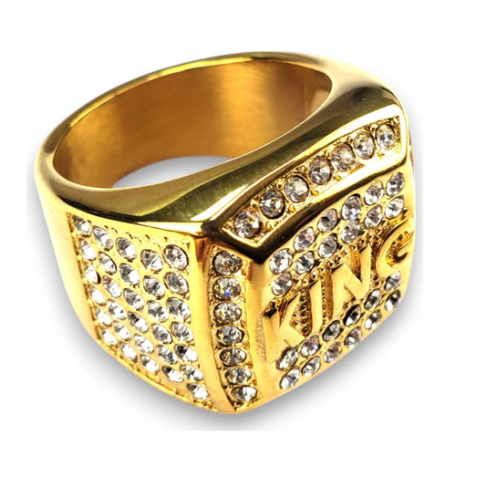 Anillo King Enchapado En Oro 18K Con Incrustaciones De Zirconias