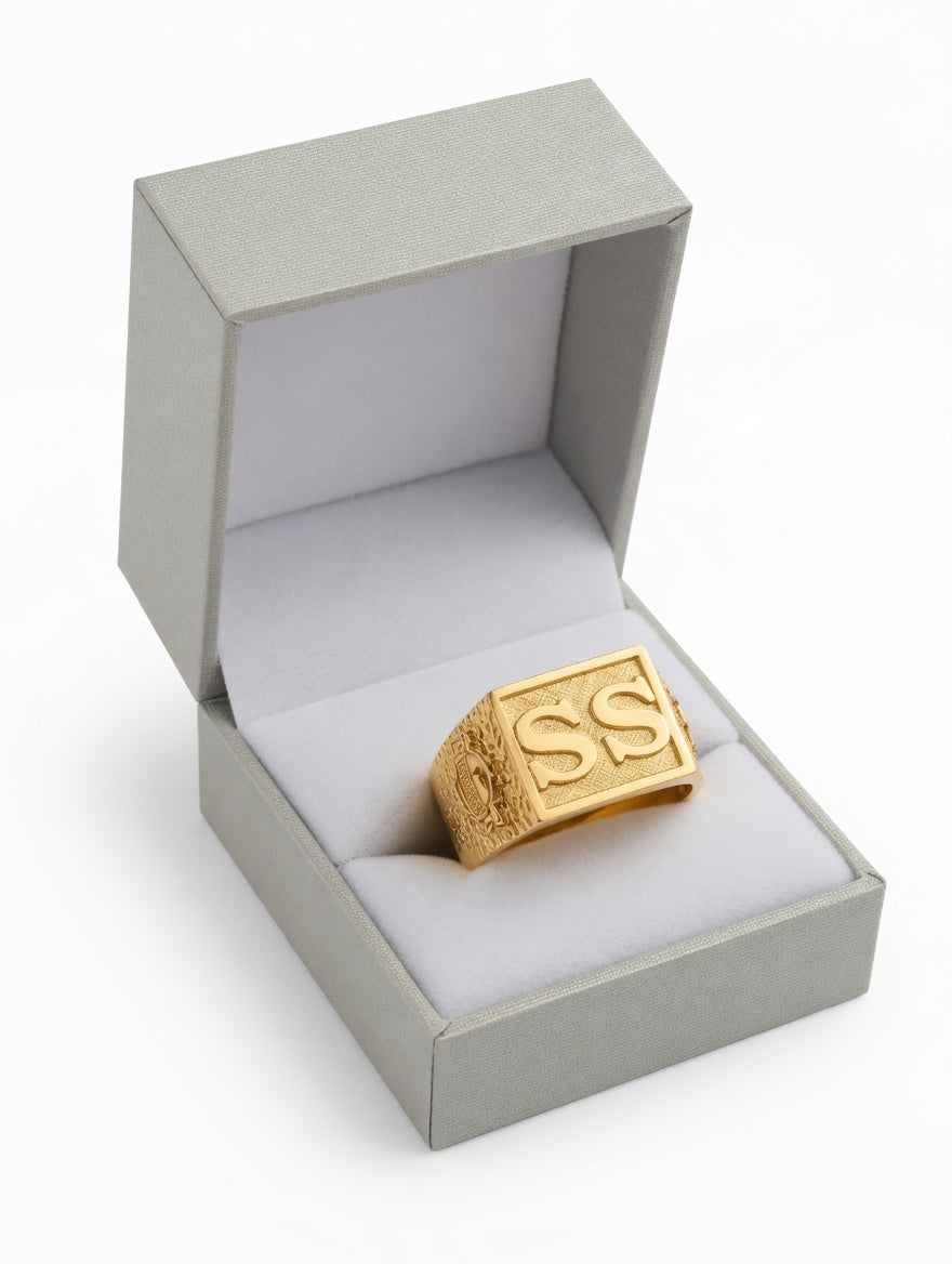 Anillo Sello Iniciales Enchapado