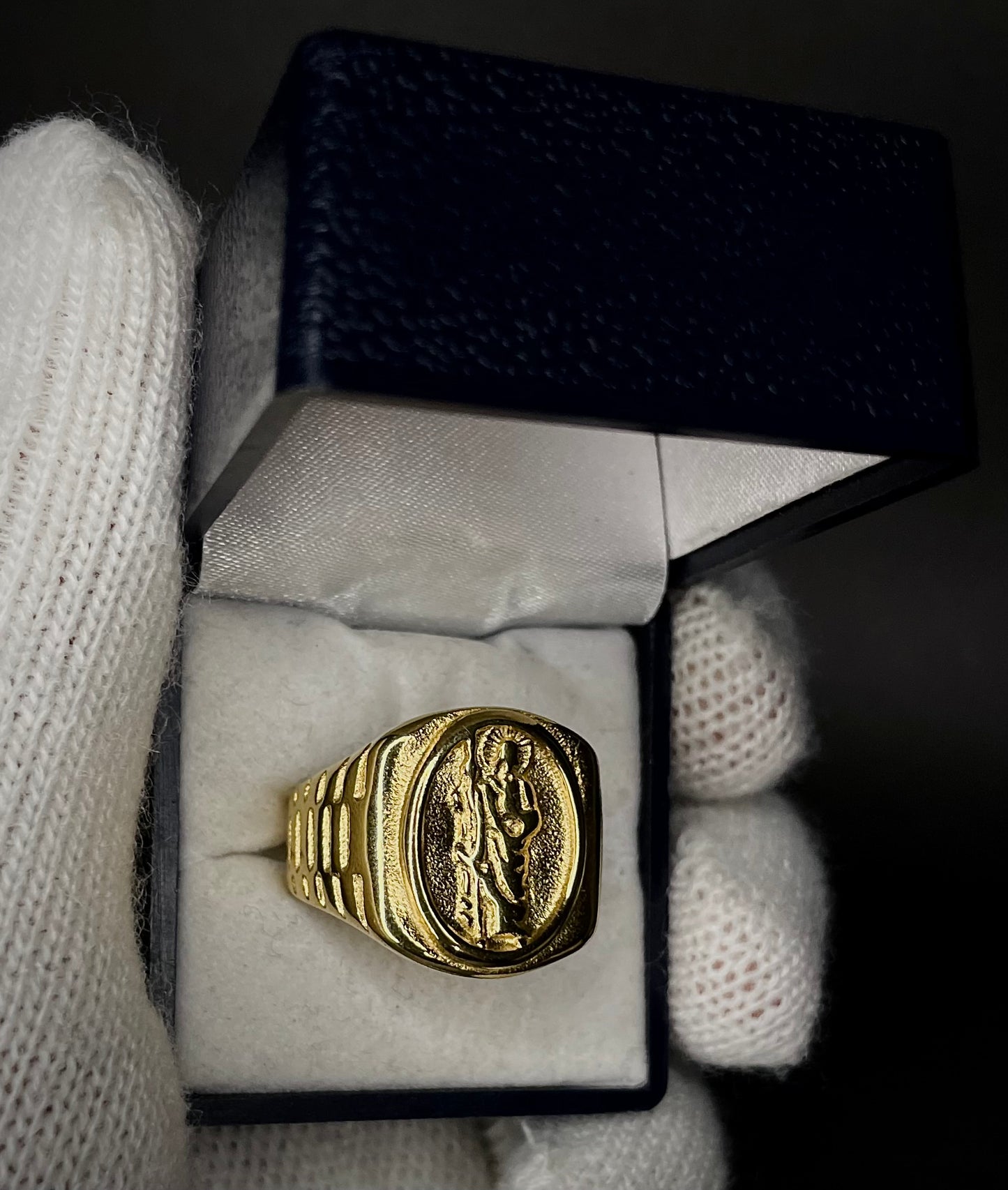Anillo Jesus Macizo Enchapado Oro