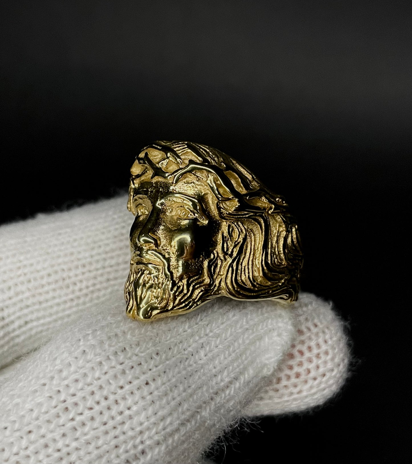Anillo Diseño Rostro Jesus Enchapado Oro