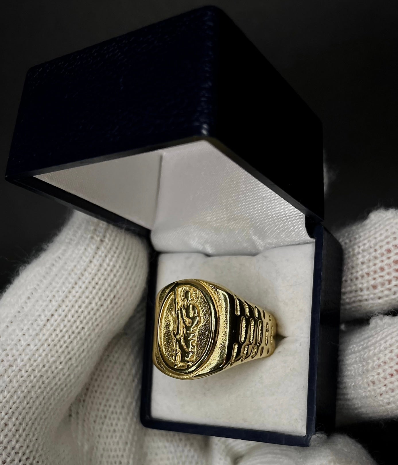 Anillo Jesus Macizo Enchapado Oro