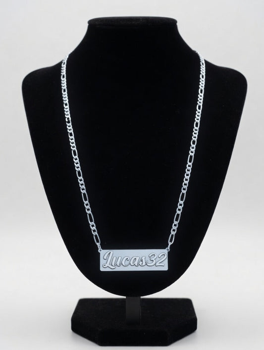 Cadena Con Nombre En Chapa Plata 925