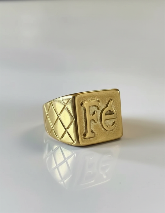 Anillo “Fé” Enchapado En Oro 18k