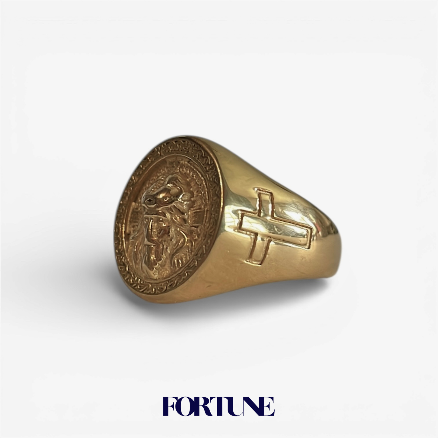 Anillo Rostro Jesús Macizo Enchapado Oro