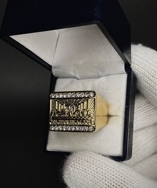 Anillo Macizo Diseño Última Cena Enchapado Oro
