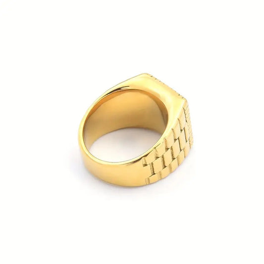 Anillo Macizo Enchapado Con Piedra