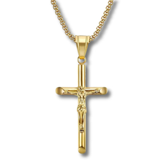 Cadena Con Colgante Cruz Jesús Enchapado