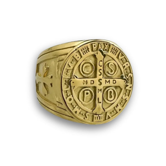 Anillo San Benito Enchapado En Oro 18k