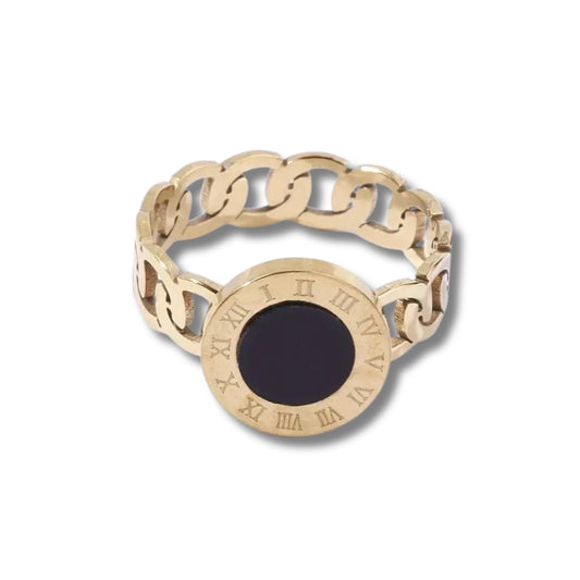 Anillo Estilo Bulgari Enchapado En Oro