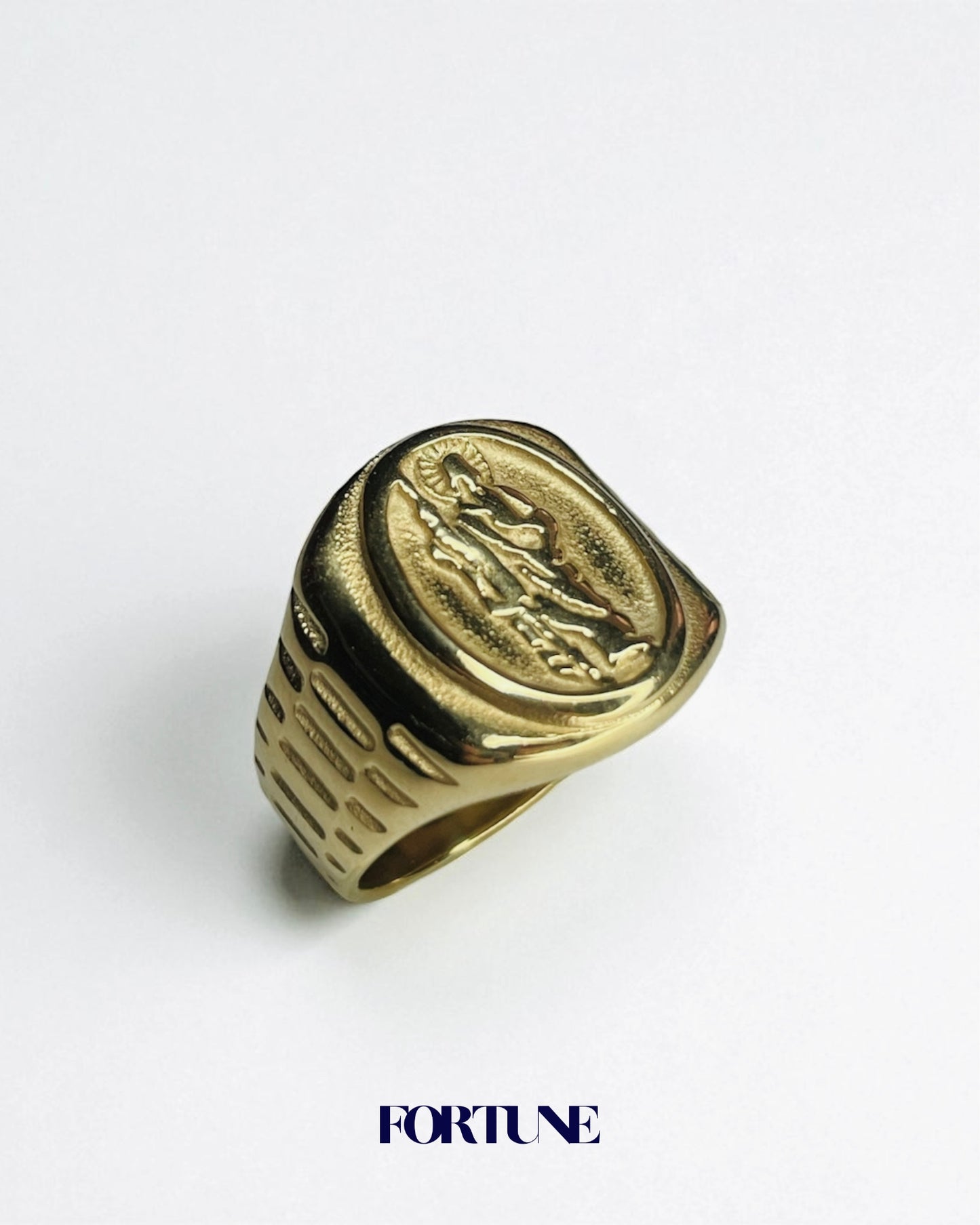 Anillo Jesus Macizo Enchapado Oro