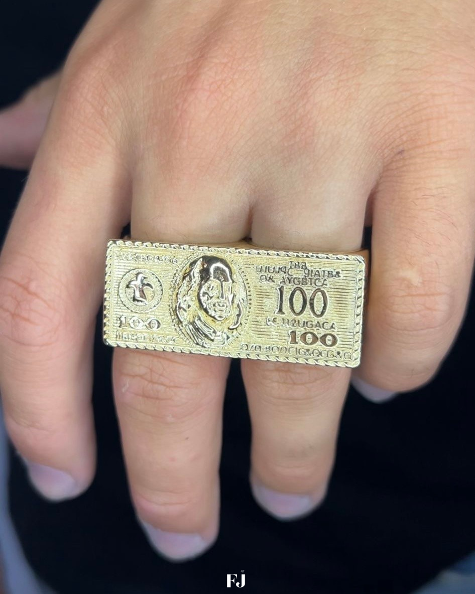 Anillo Doble Diseño De Dólar Enchapado En Oro