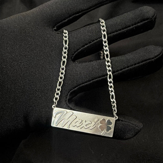 Chapa Personalizada De Plata 925 con cadena enchapada en plata