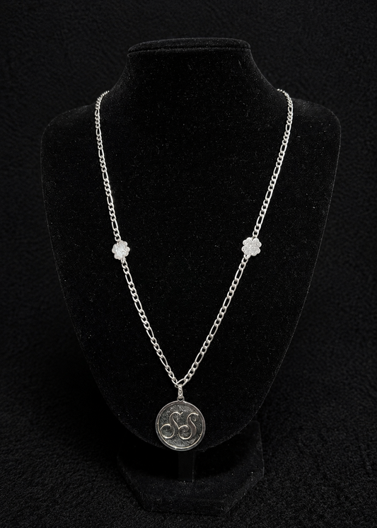 Cadena Plata 925 Con Apliques y Medalla Personalizada