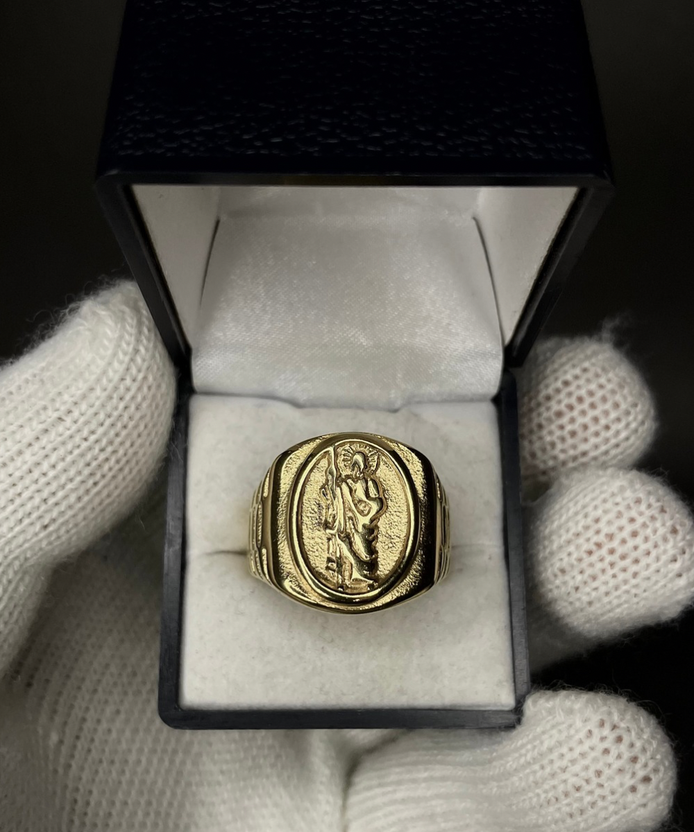 Anillo Jesus Macizo Enchapado Oro
