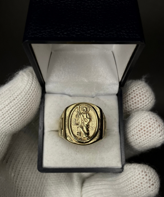 Anillo Jesus Macizo Enchapado Oro