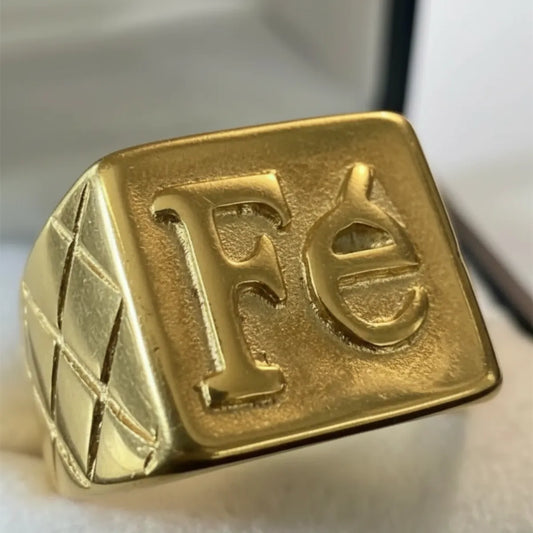 Anillo “Fé” Enchapado En Oro 18k