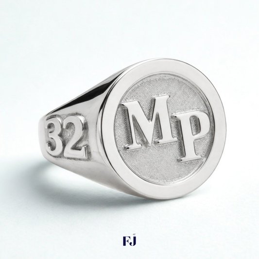 Anillo Redondo Iniciales Plata 925