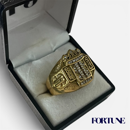 Anillo Dólar Con Incrustaciones Enchapado Oro