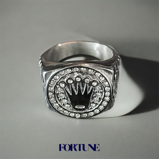 Anillo Corona Macizo Enchapado Plata