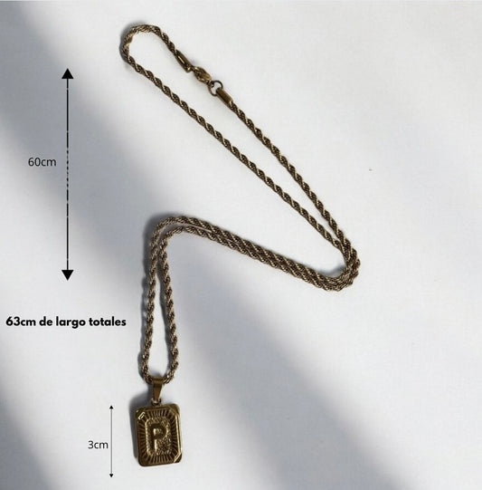 Cadena 65cm Con Dije Macizo Iniciales