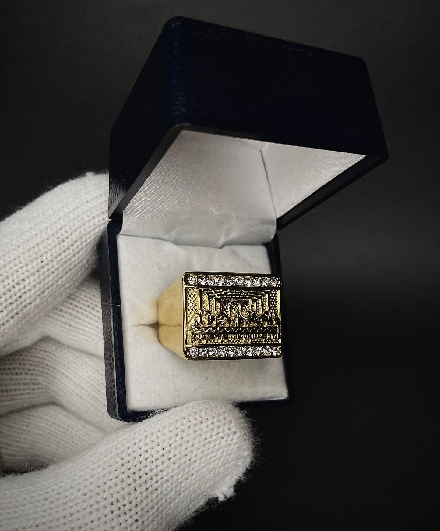 Anillo Macizo Diseño Última Cena Enchapado Oro