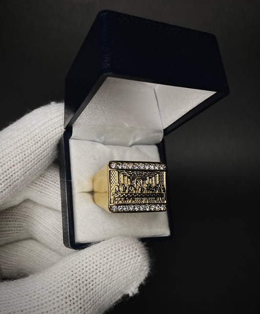 Anillo Macizo Diseño Última Cena Enchapado Oro