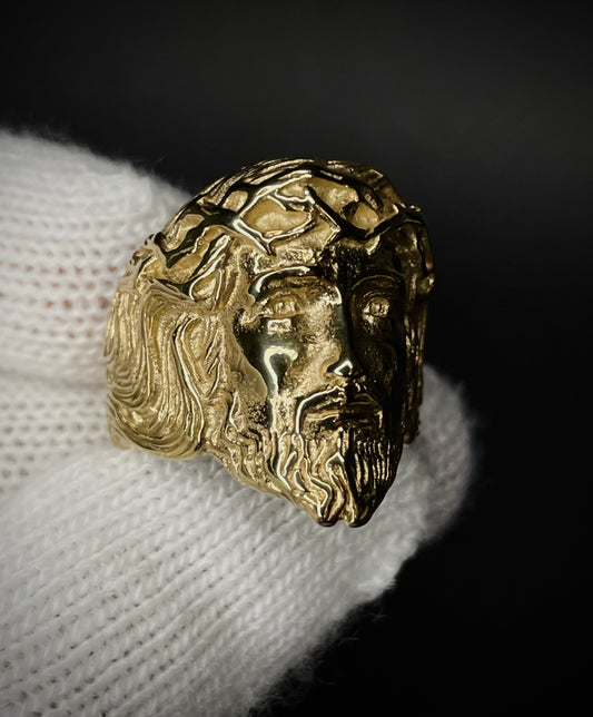 Anillo Diseño Rostro Jesus Enchapado Oro