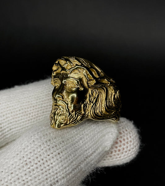 Anillo Diseño Rostro Jesus Enchapado Oro