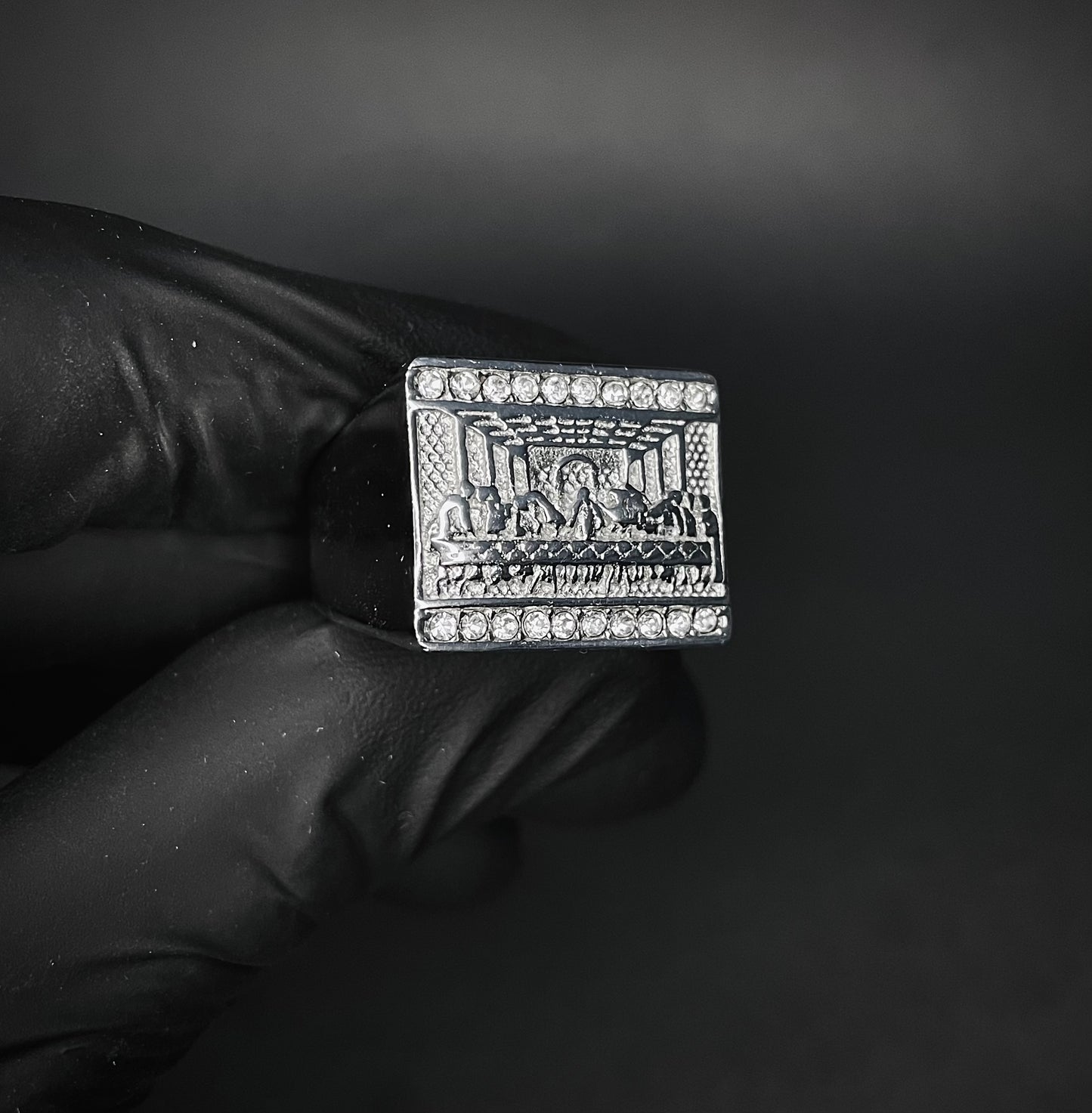 Anillo Macizo Diseño Última Cena Enchapado Oro