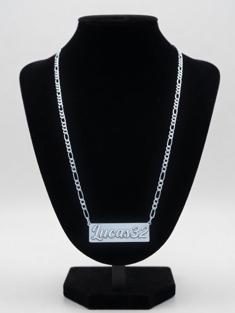 Cadena Con Nombre En Chapa Plata 925